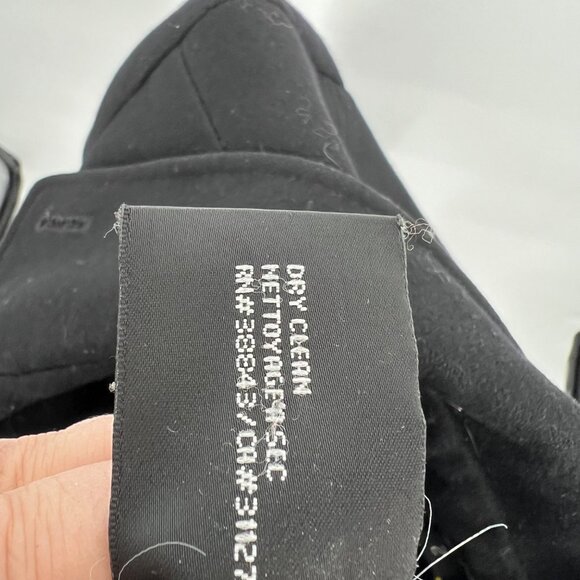 DKNY Wool Blend Peplum Style Mid-Length Classic Coat Black Size 2 - Picture 10 of 12